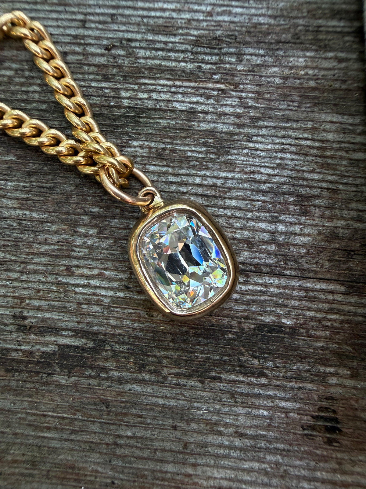 Elongated Old Mine Cut Pendant