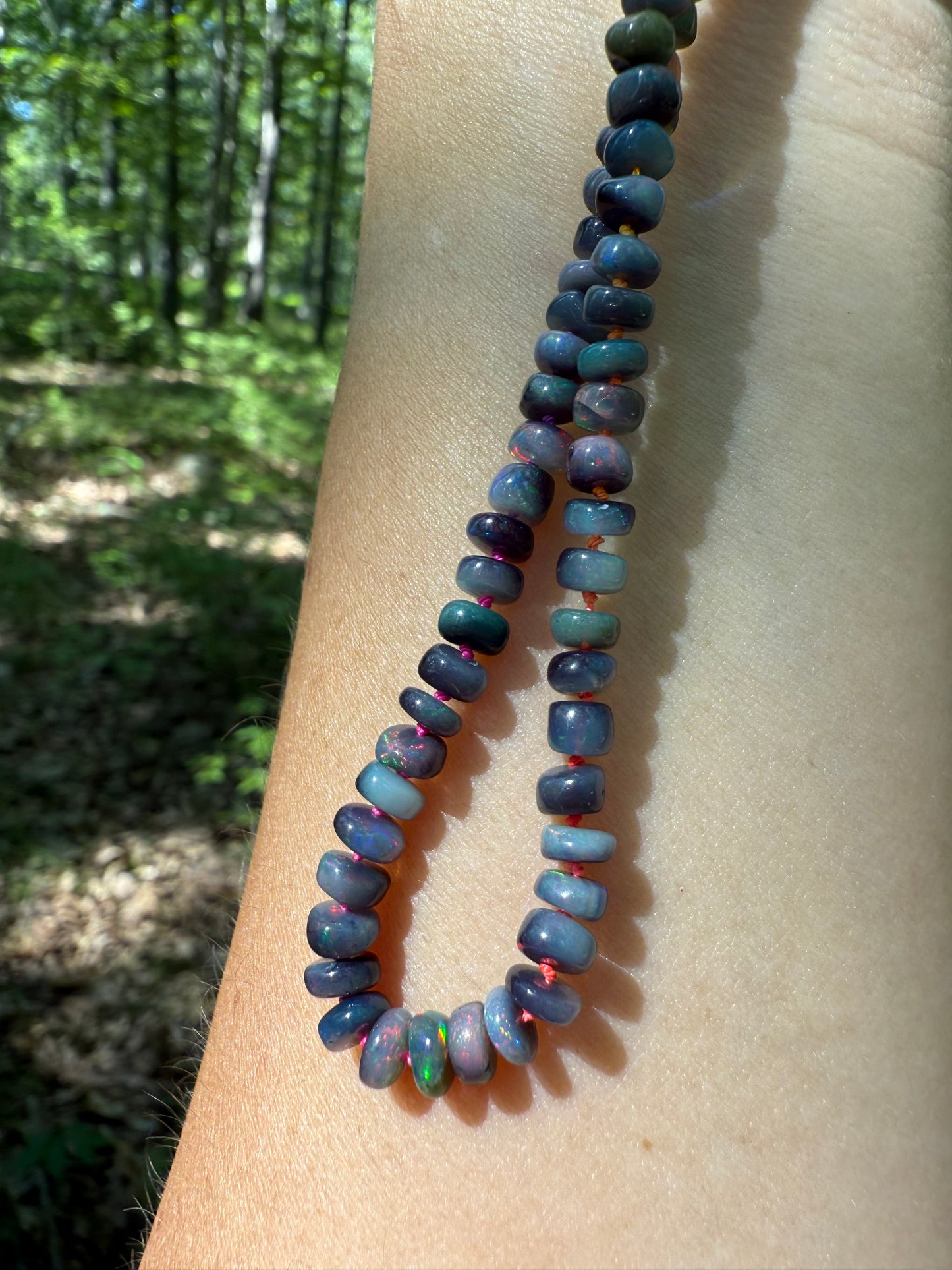 Black Opal Rainbow Cord Necklace