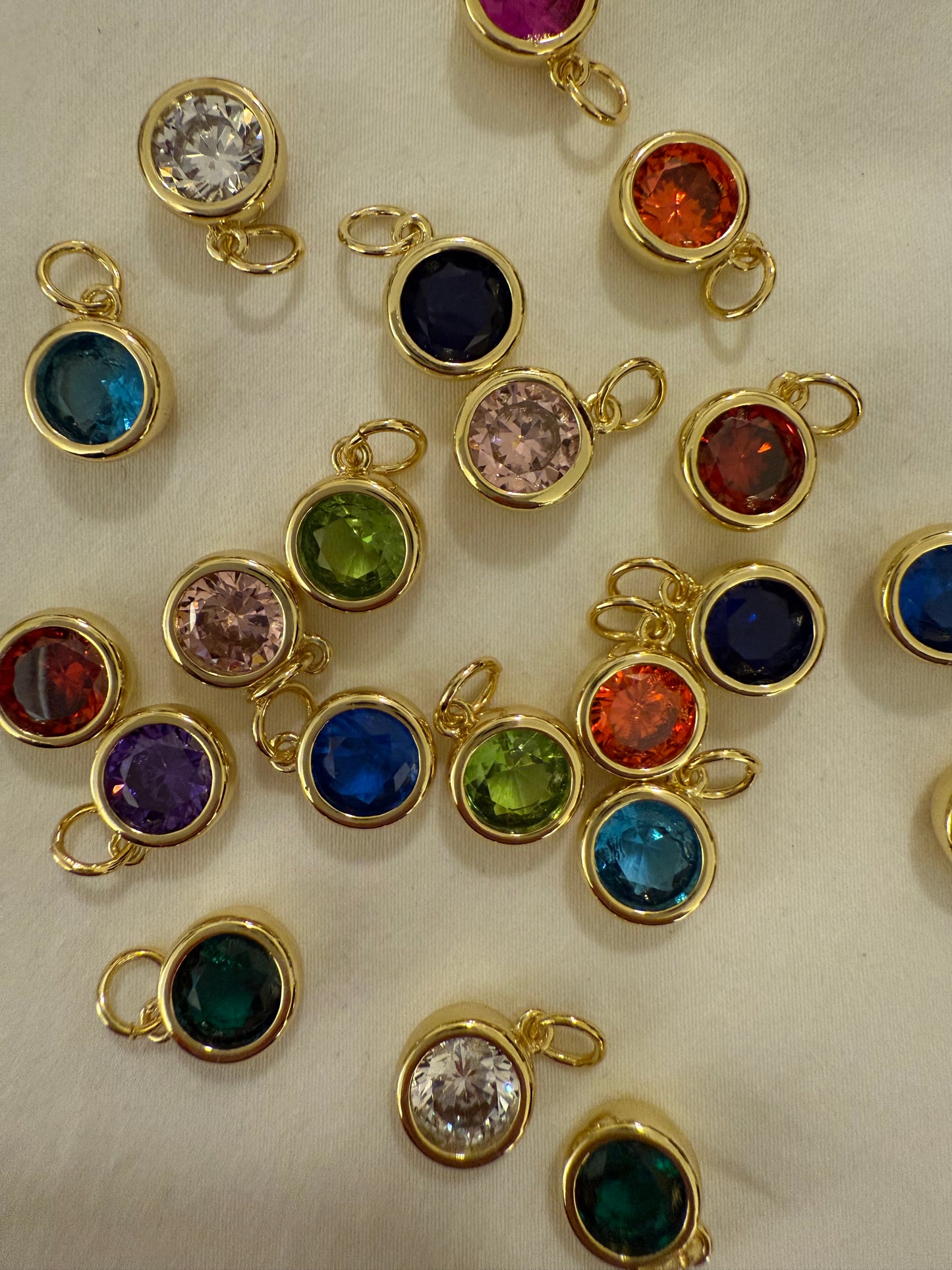 CZ Round Gemstone Charm