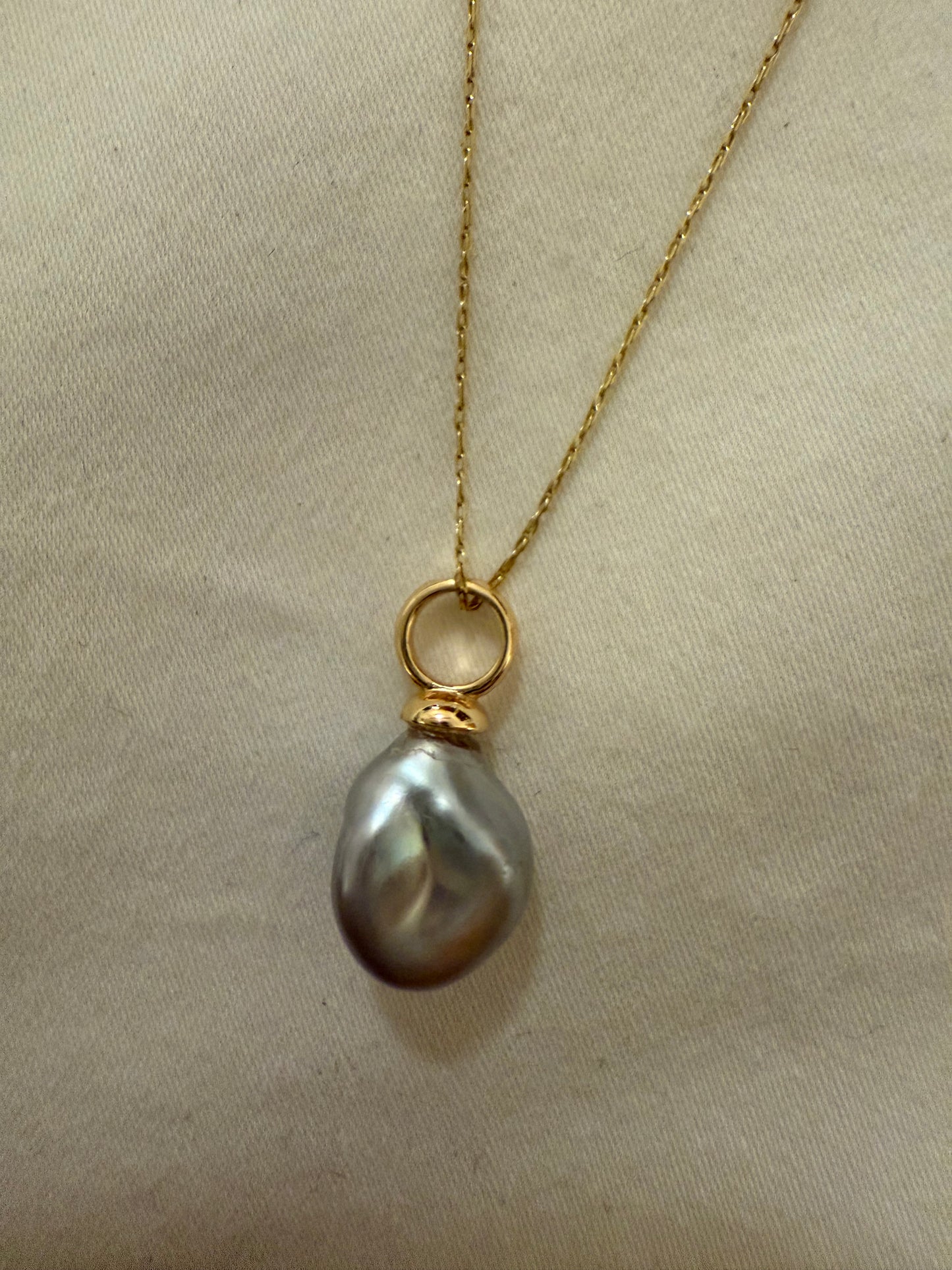 Silver Baroque Pearl Necklace
