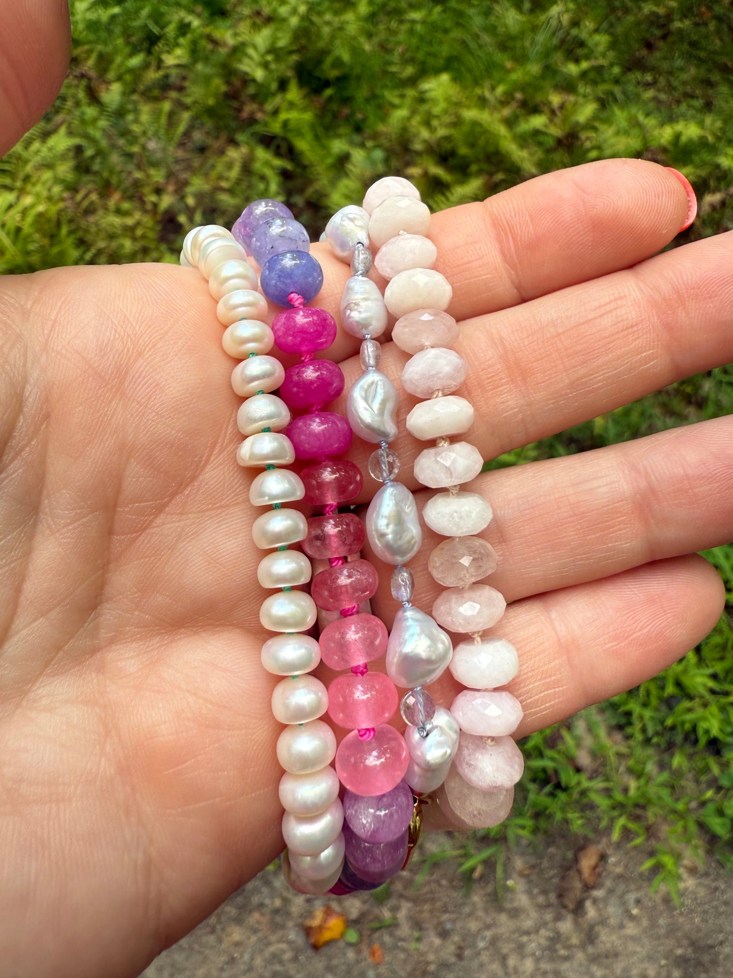 White Button Pearl Necklace