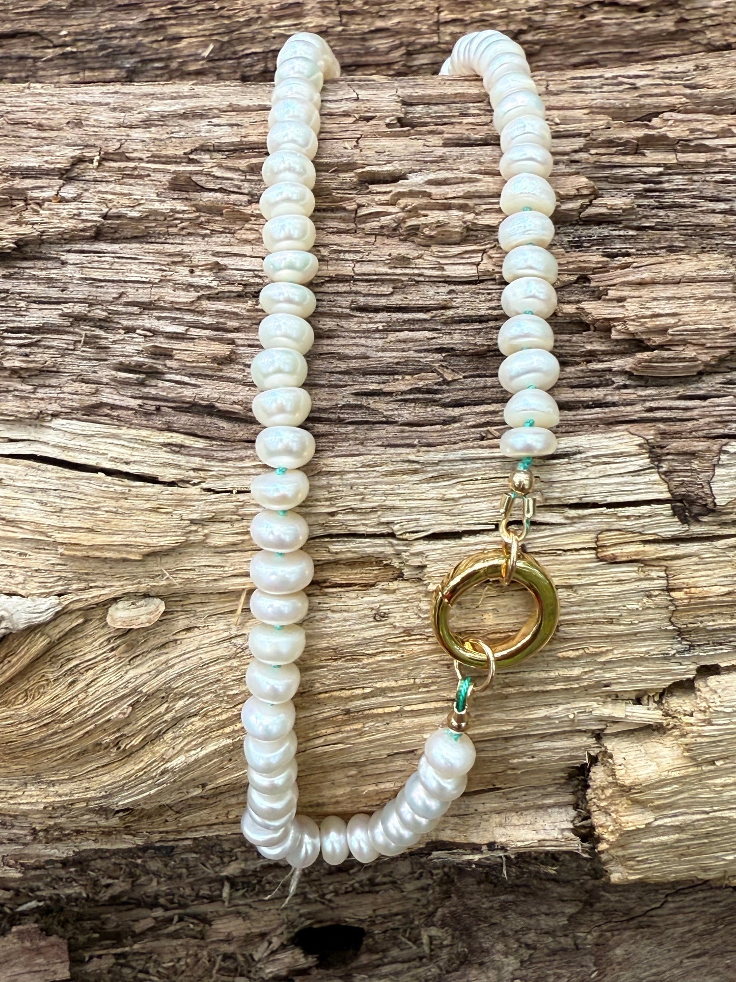 White Button Pearl Necklace