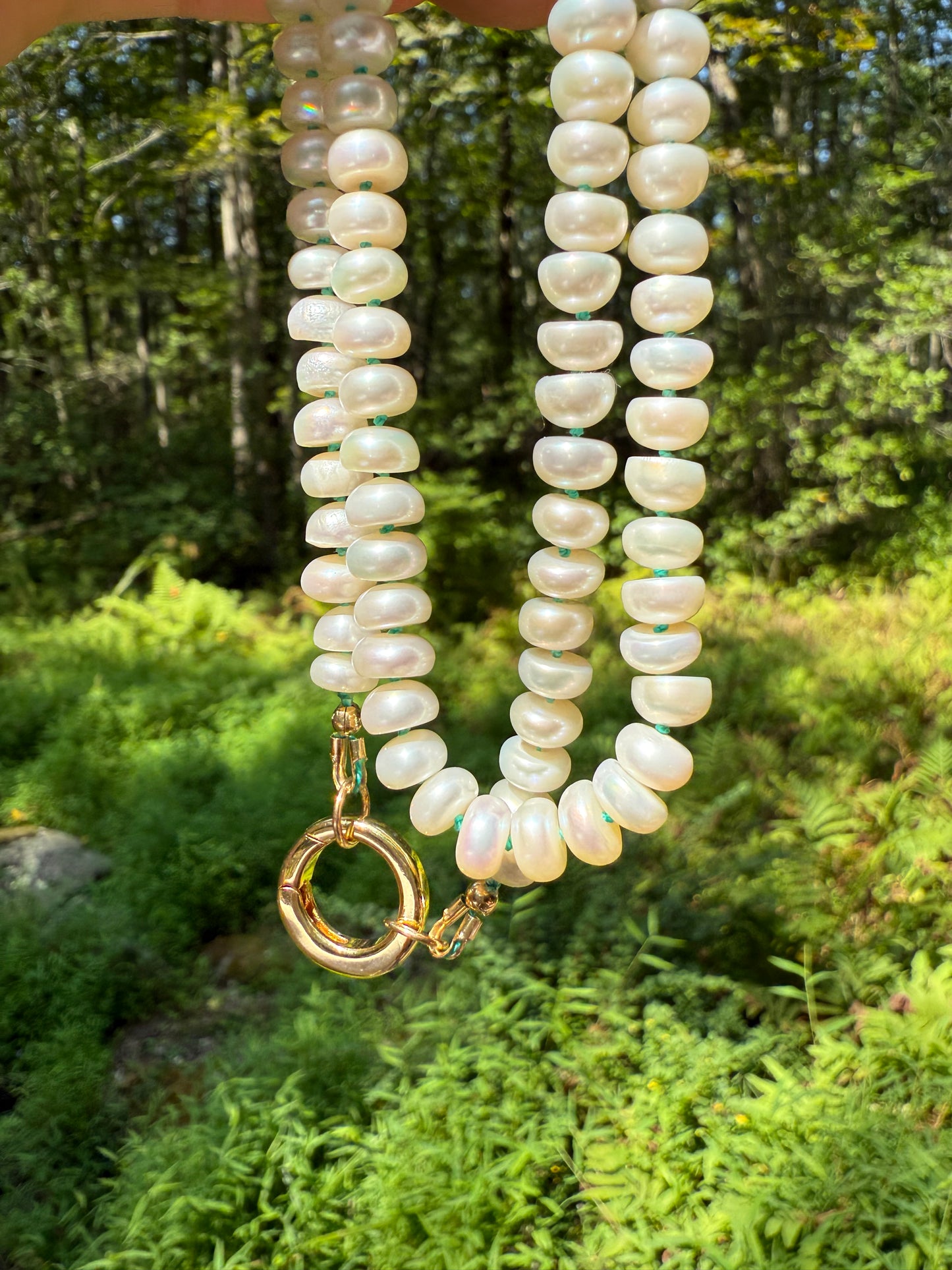 White Button Pearl Necklace
