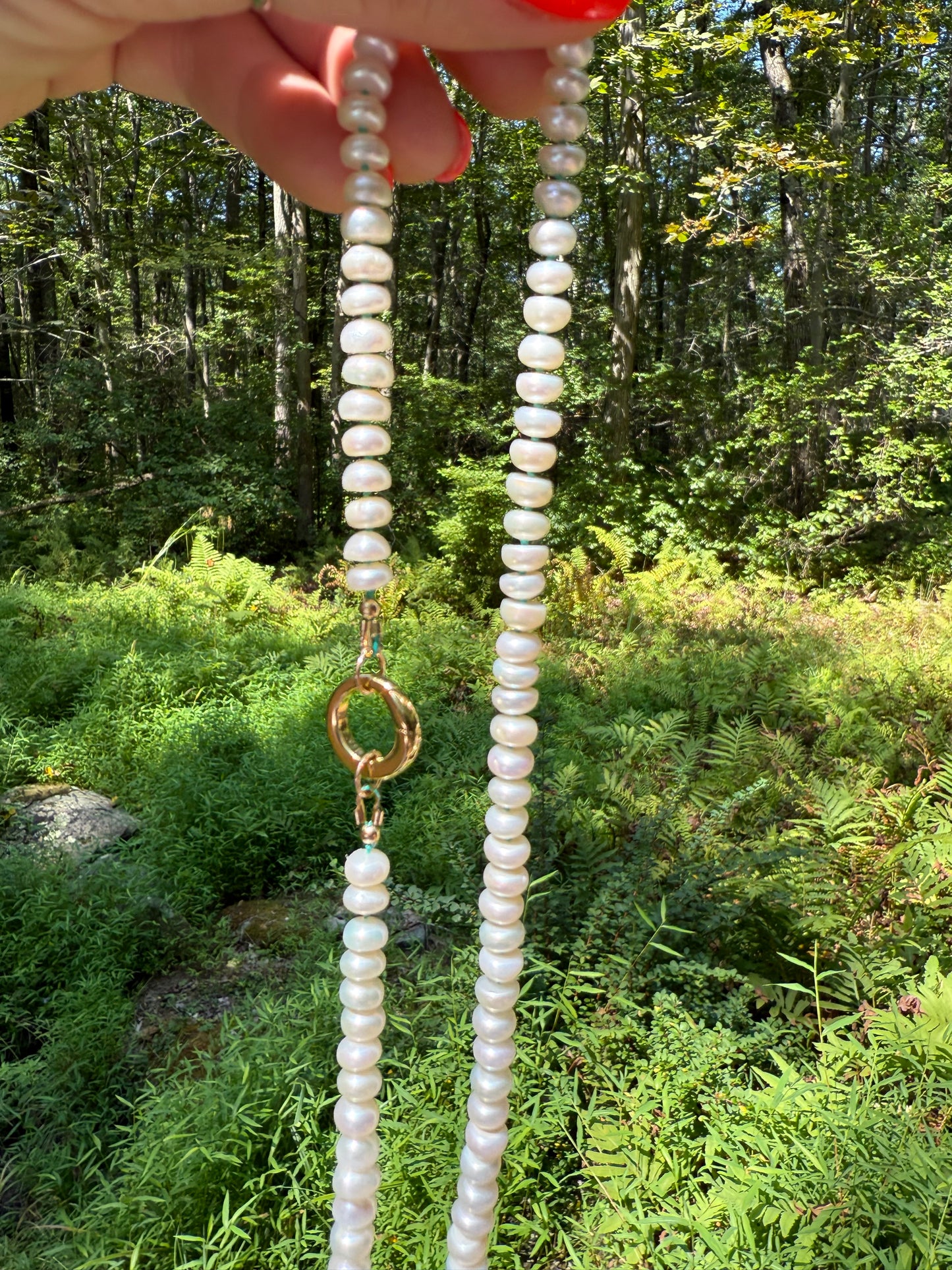 White Button Pearl Necklace