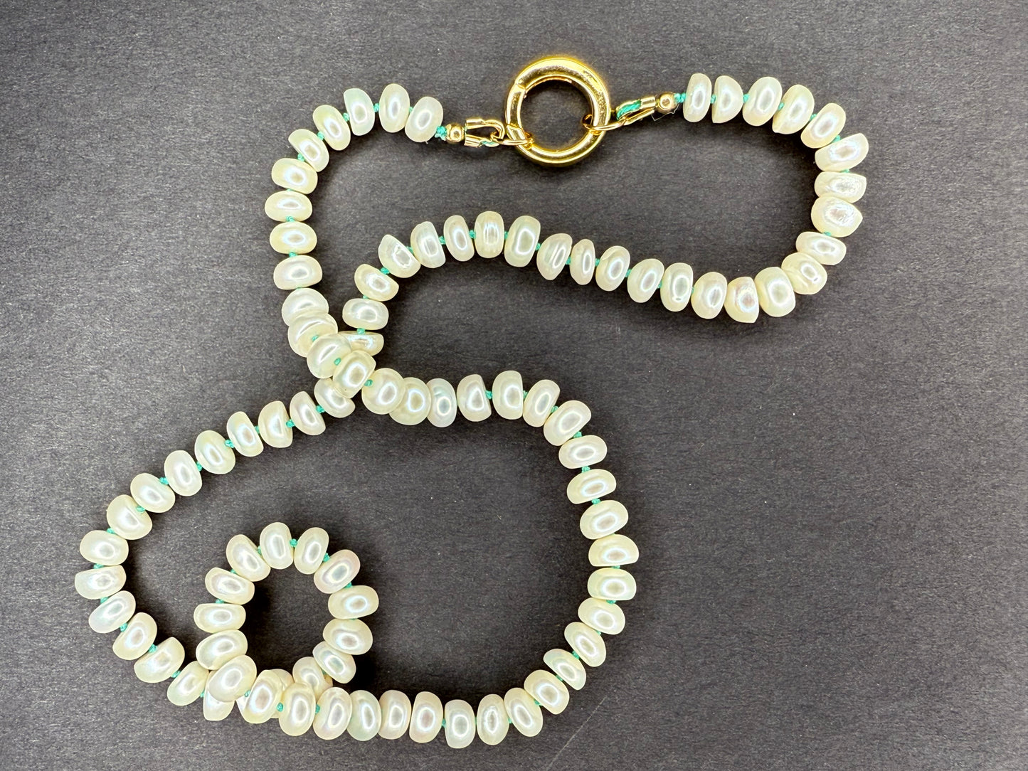 White Button Pearl Necklace