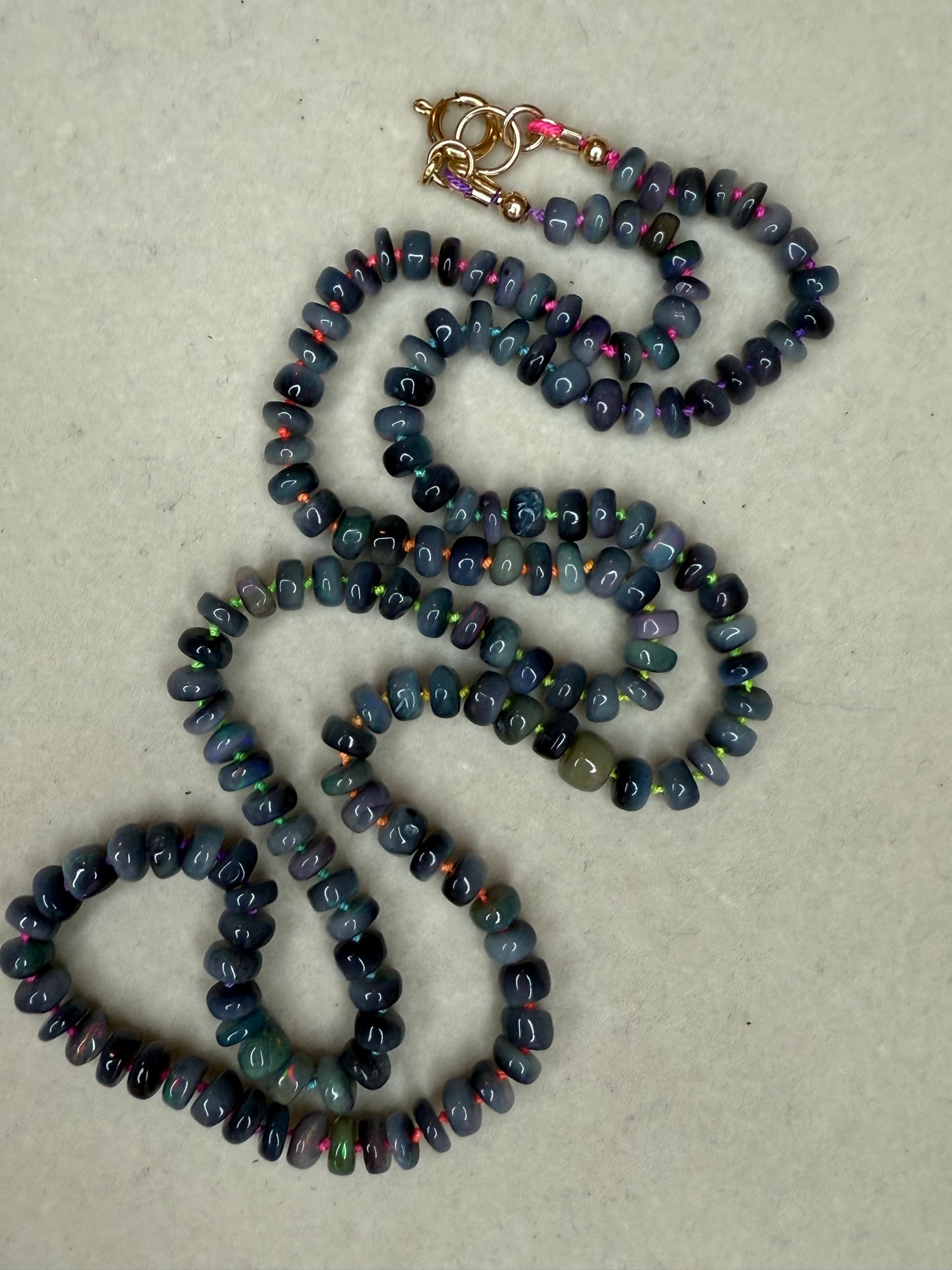 Black Opal Rainbow Cord Necklace