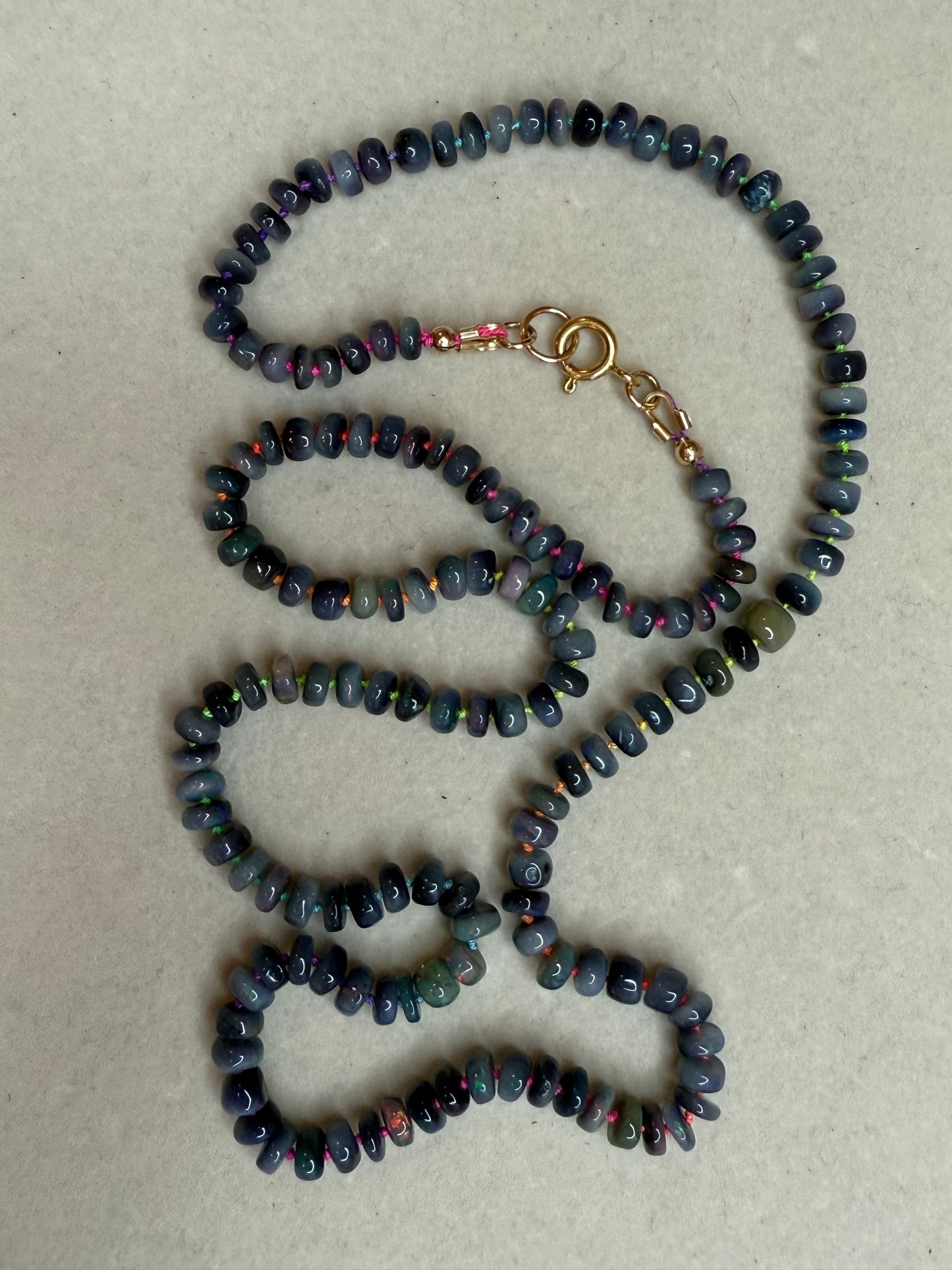 Black Opal Rainbow Cord Necklace