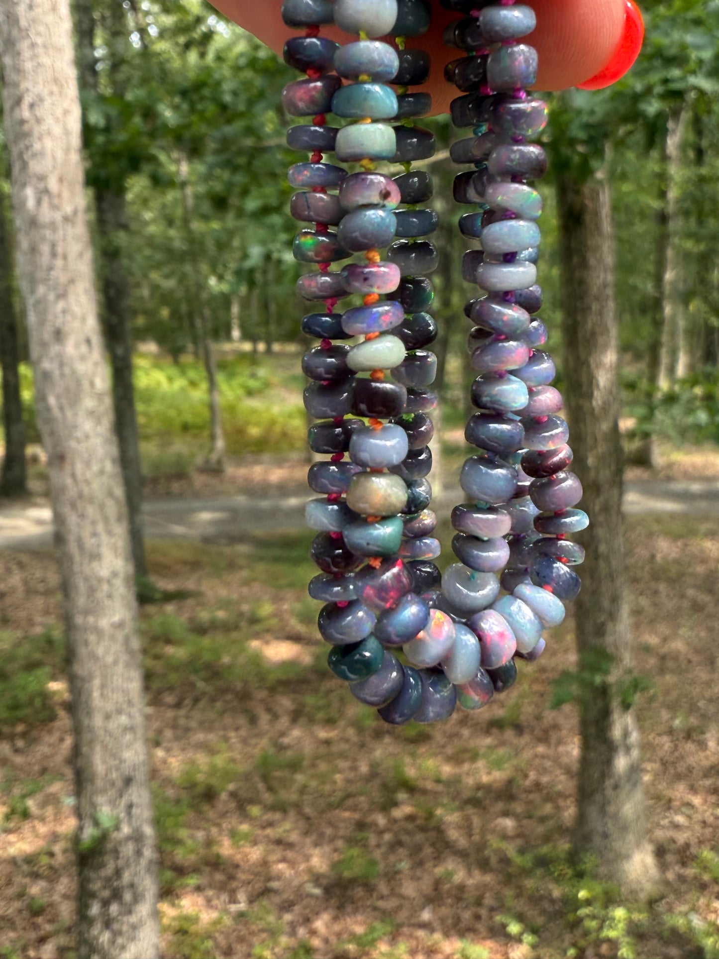Black Opal Rainbow Cord Necklace