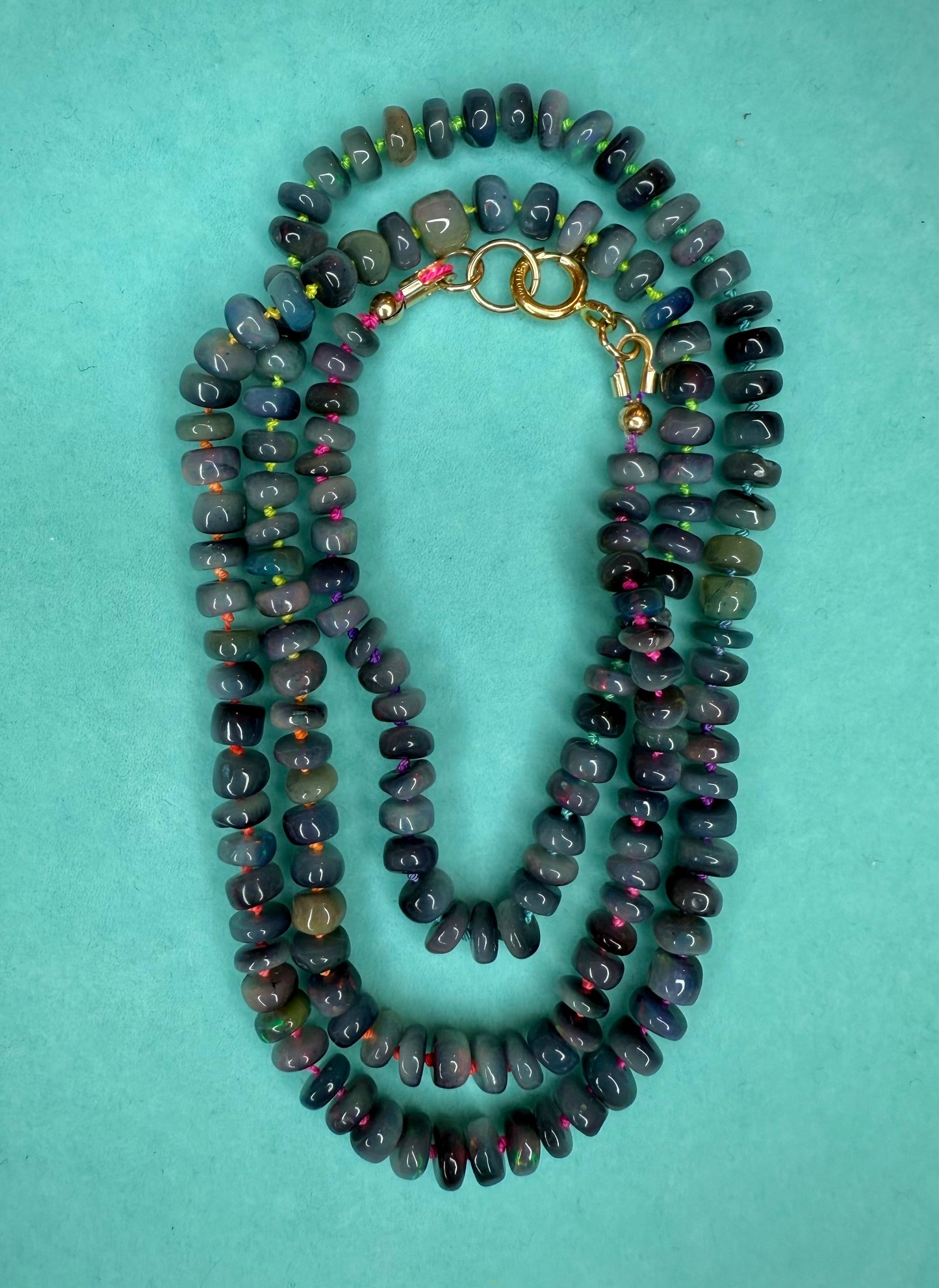 Black Opal Rainbow Cord Necklace