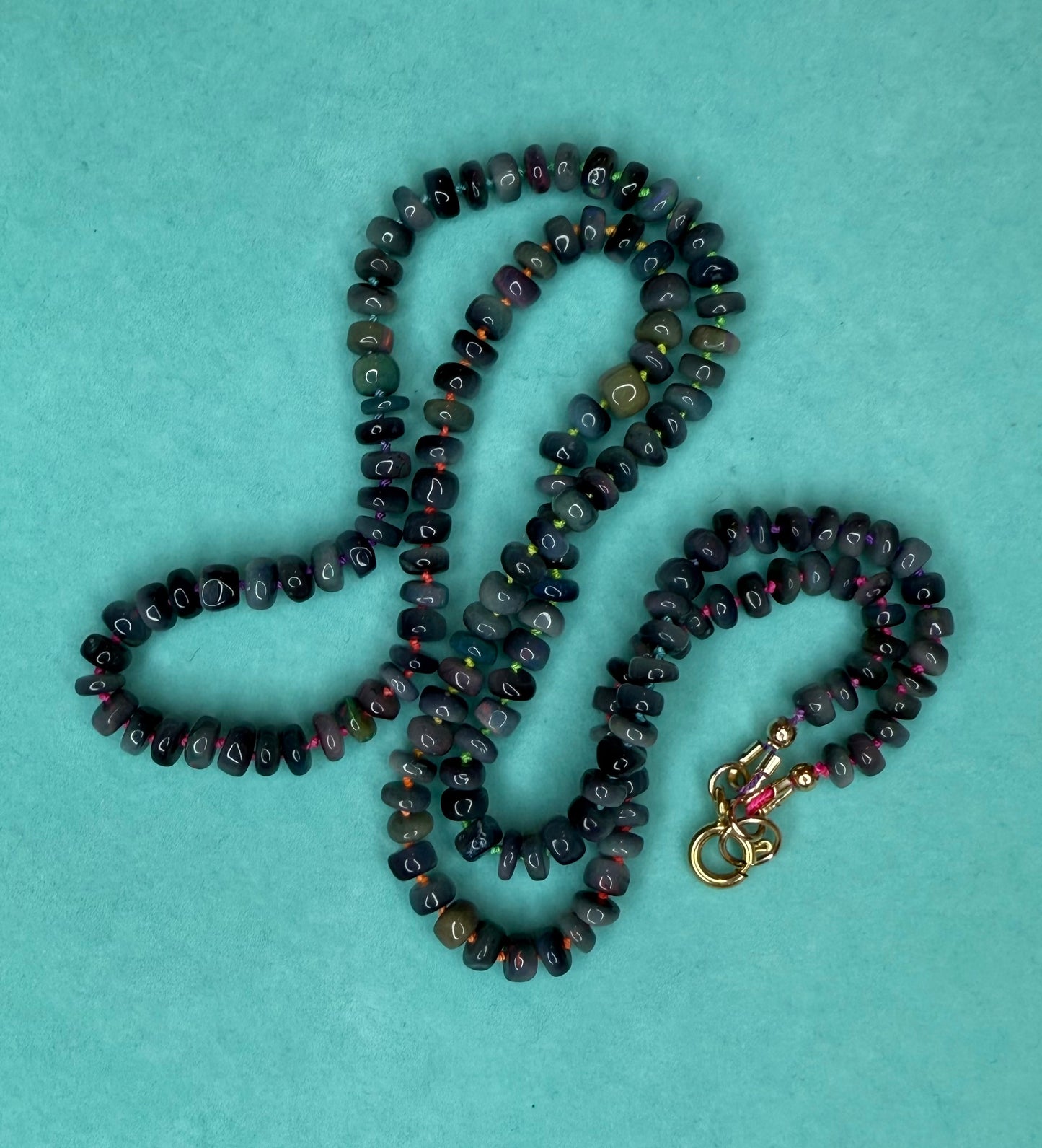 Black Opal Rainbow Cord Necklace