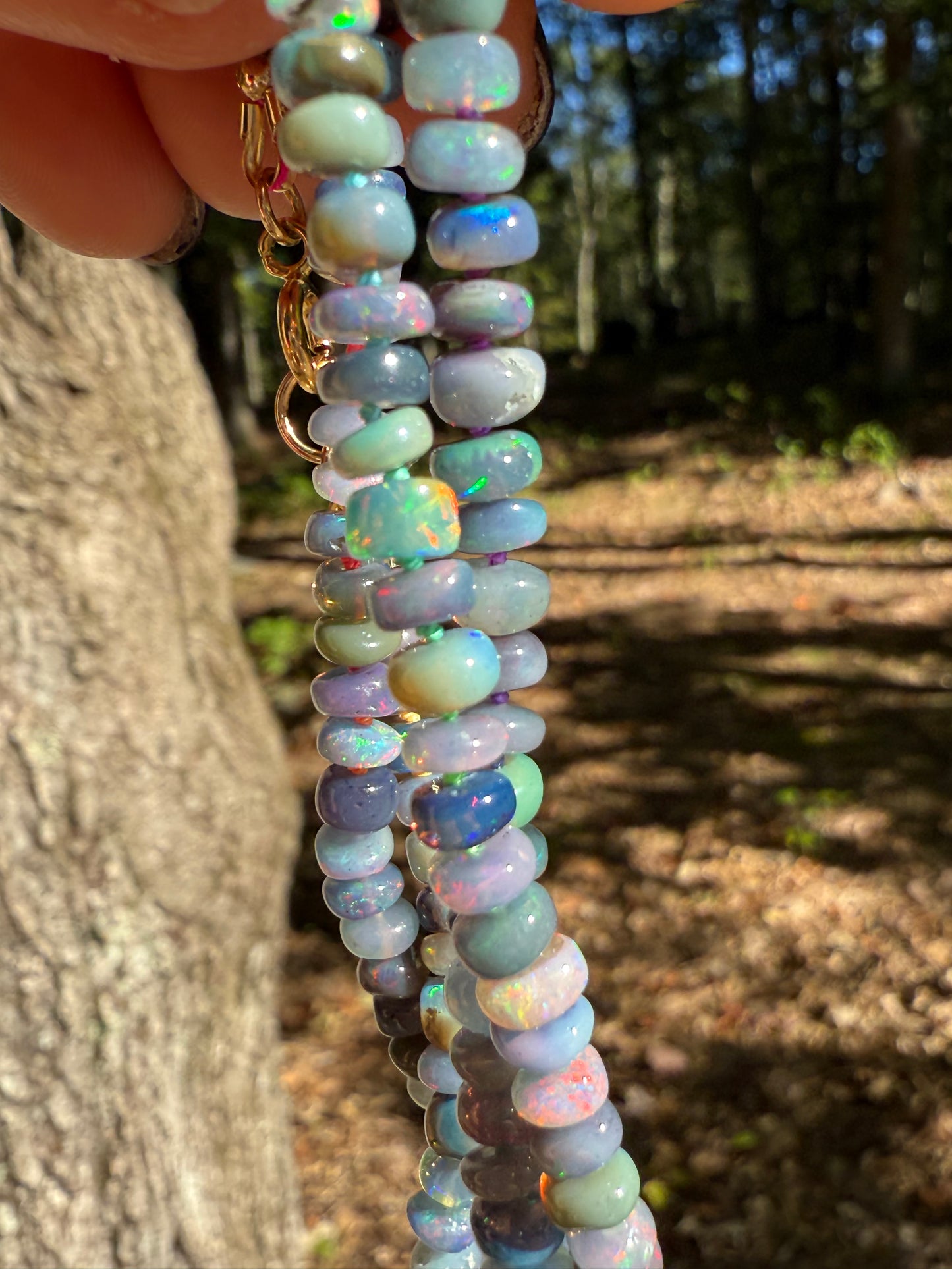 Black Opal Rainbow Cord Necklace