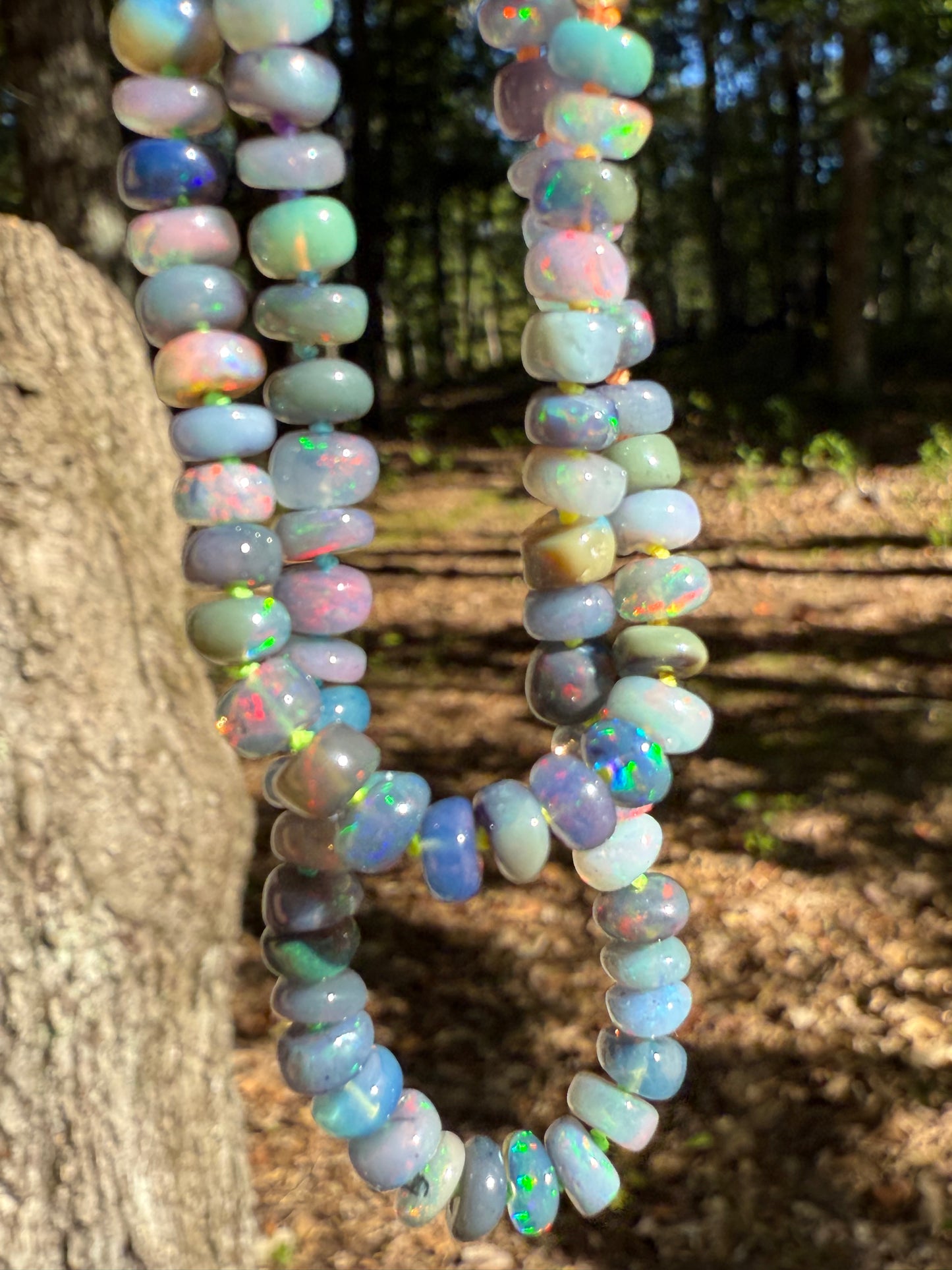 Black Opal Rainbow Cord Necklace