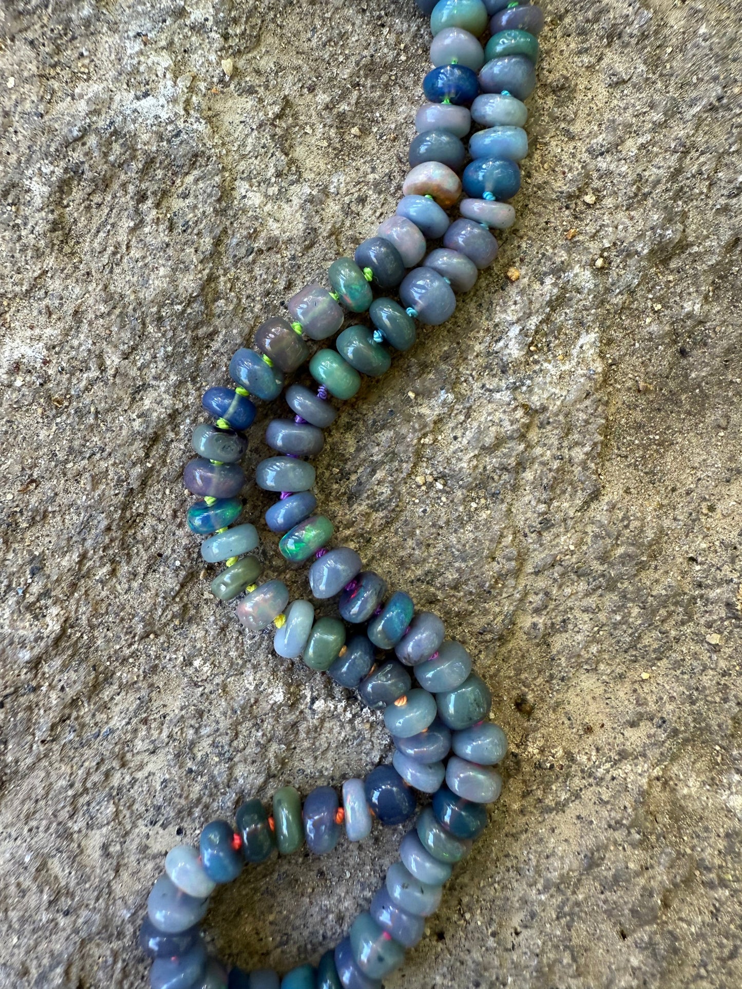 Black Opal Rainbow Cord Necklace