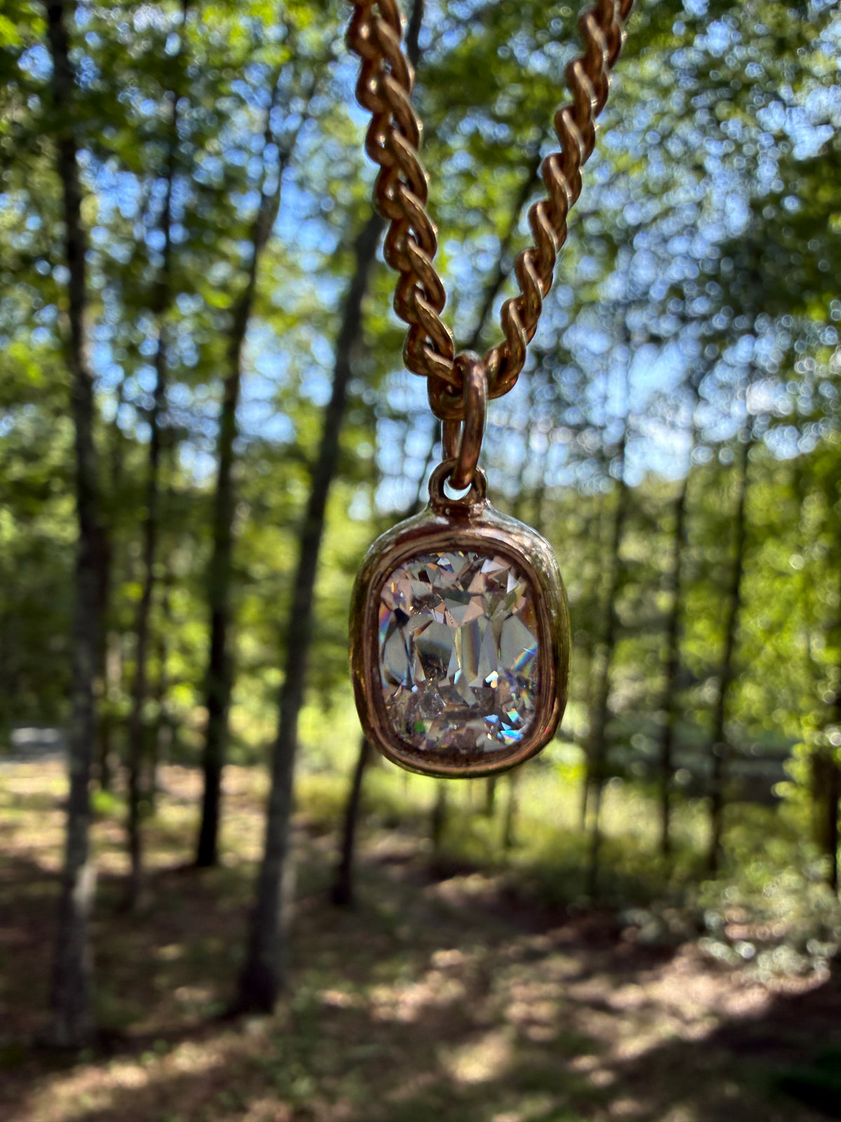 Elongated Old Mine Cut Pendant