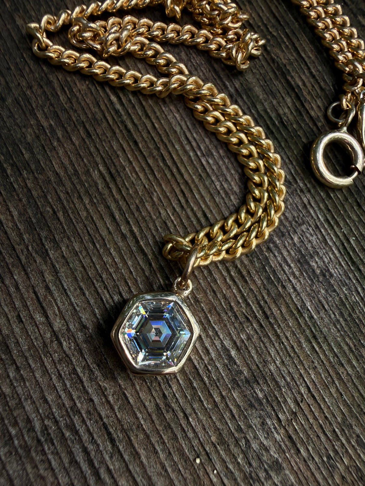 Antique Hexagonal Step Cut CZ Pendant
