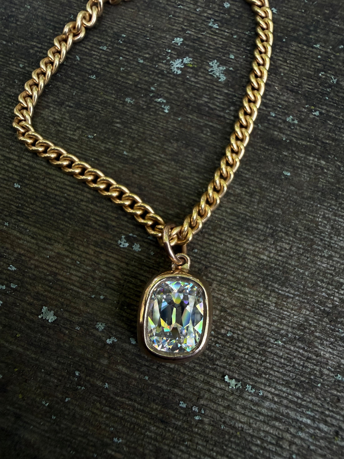 Elongated Old Mine Cut Pendant