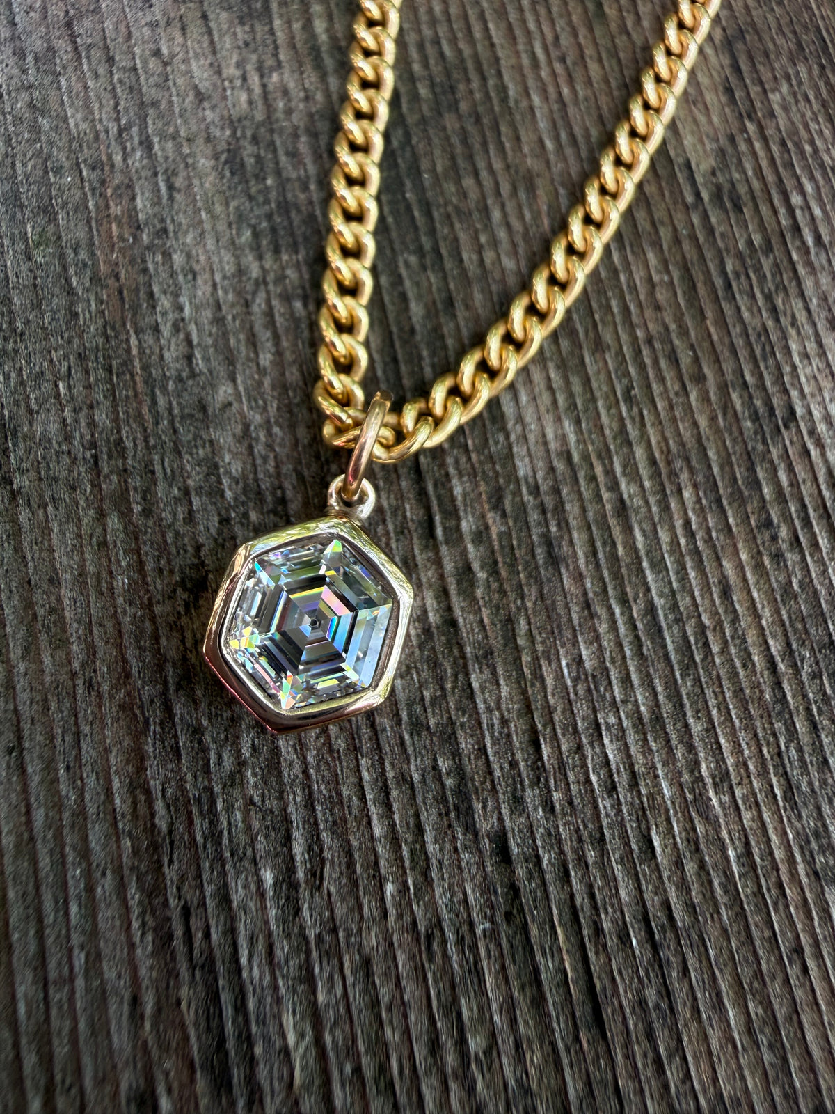 Antique Hexagonal Step Cut CZ Pendant