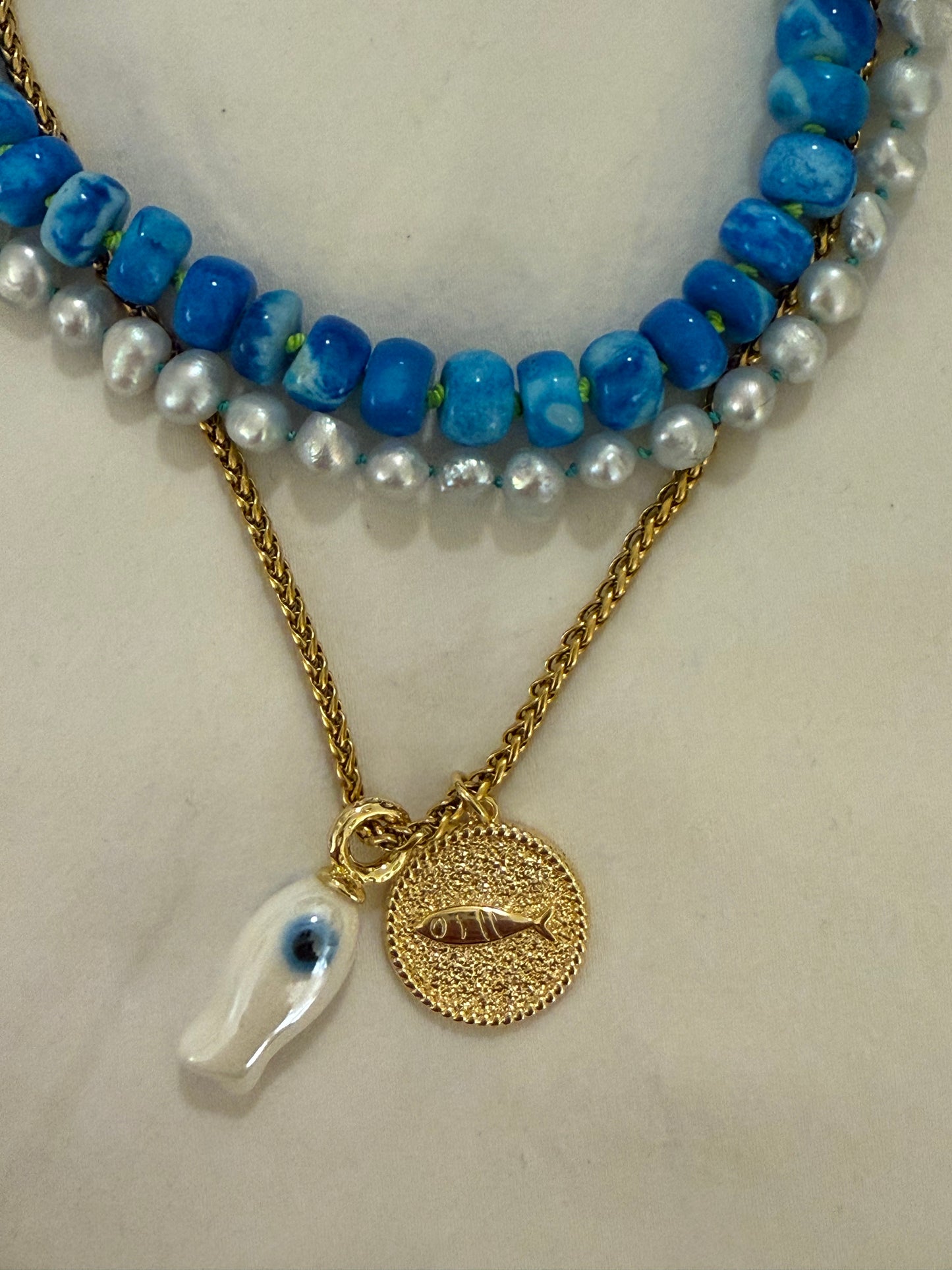 Neon Blue Opal Necklace