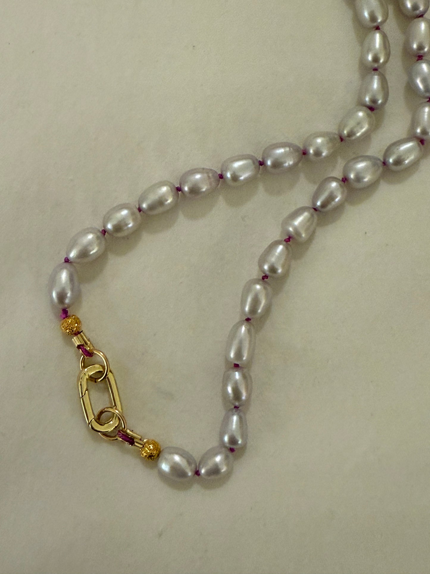 Lavender Rice Pearl Necklace