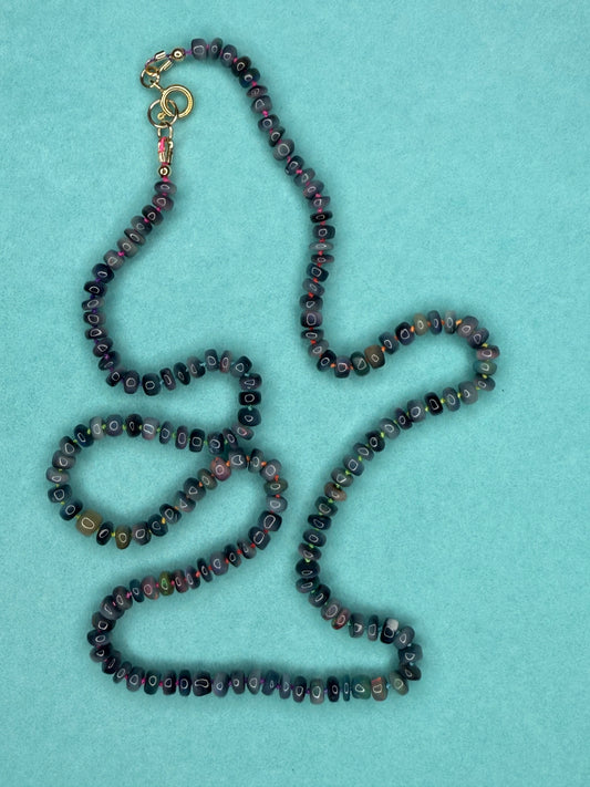 Black Opal Rainbow Cord Necklace