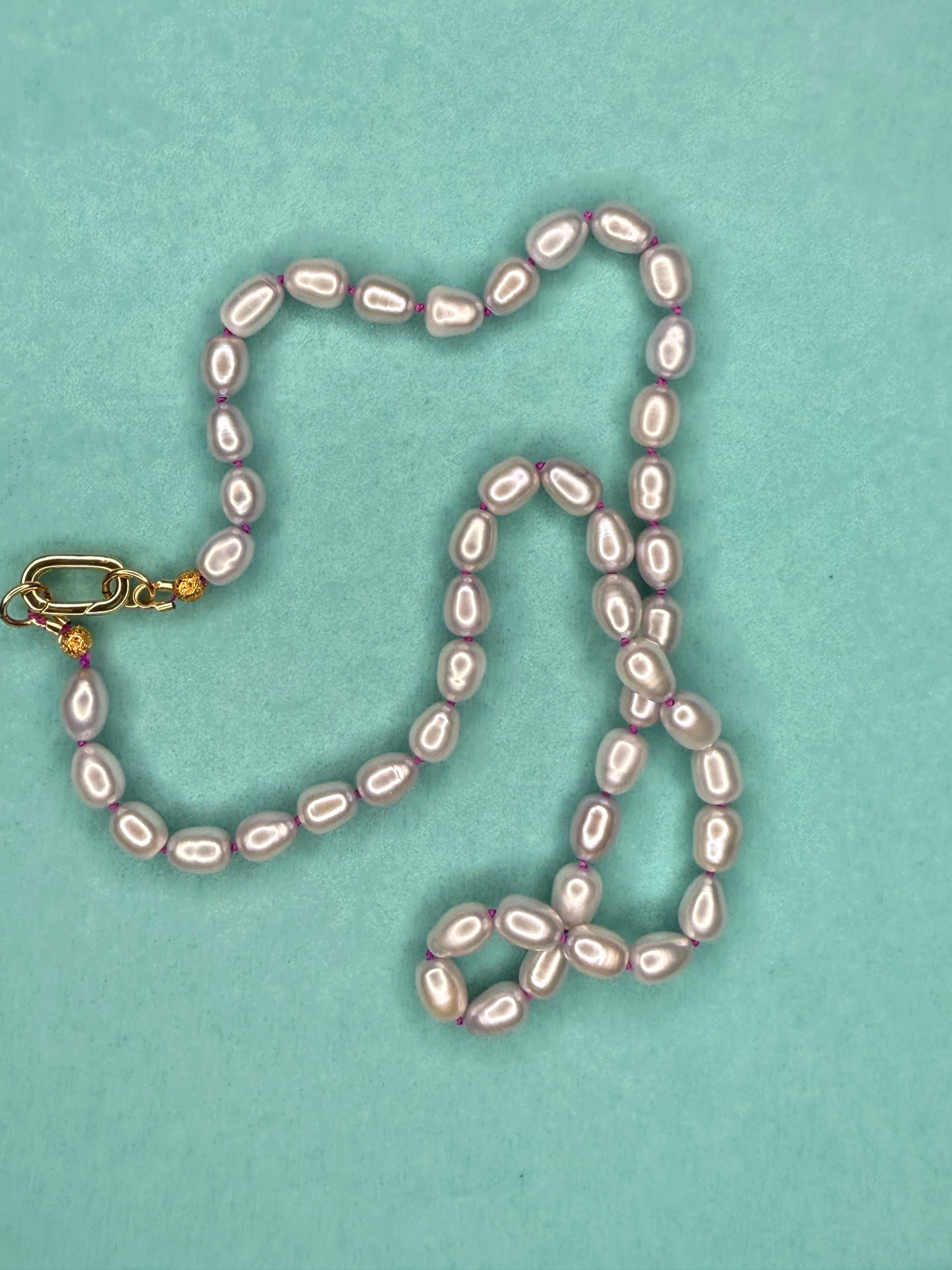 Lavender Rice Pearl Necklace
