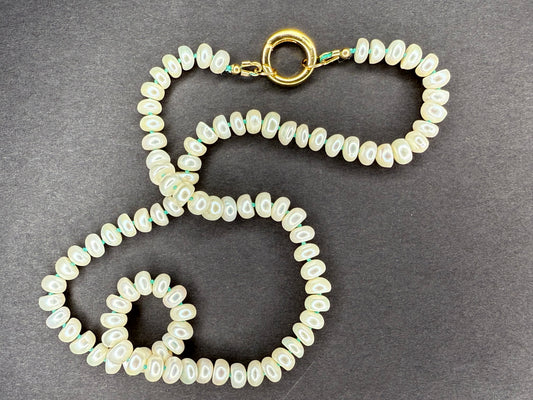 White Button Pearl Necklace