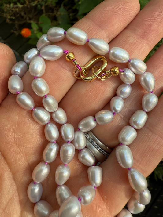 Lavender Rice Pearl Necklace