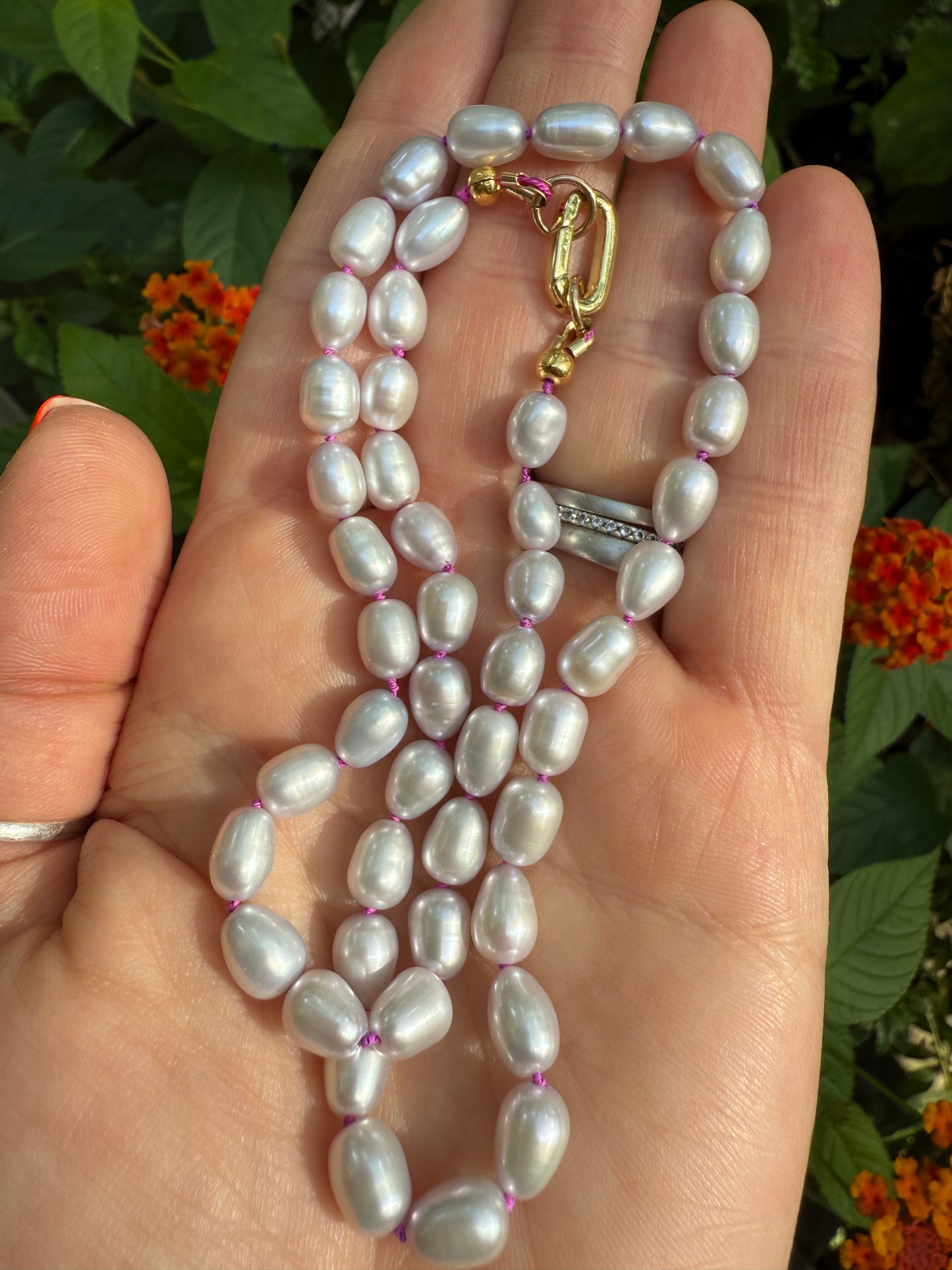 Lavender Rice Pearl Necklace
