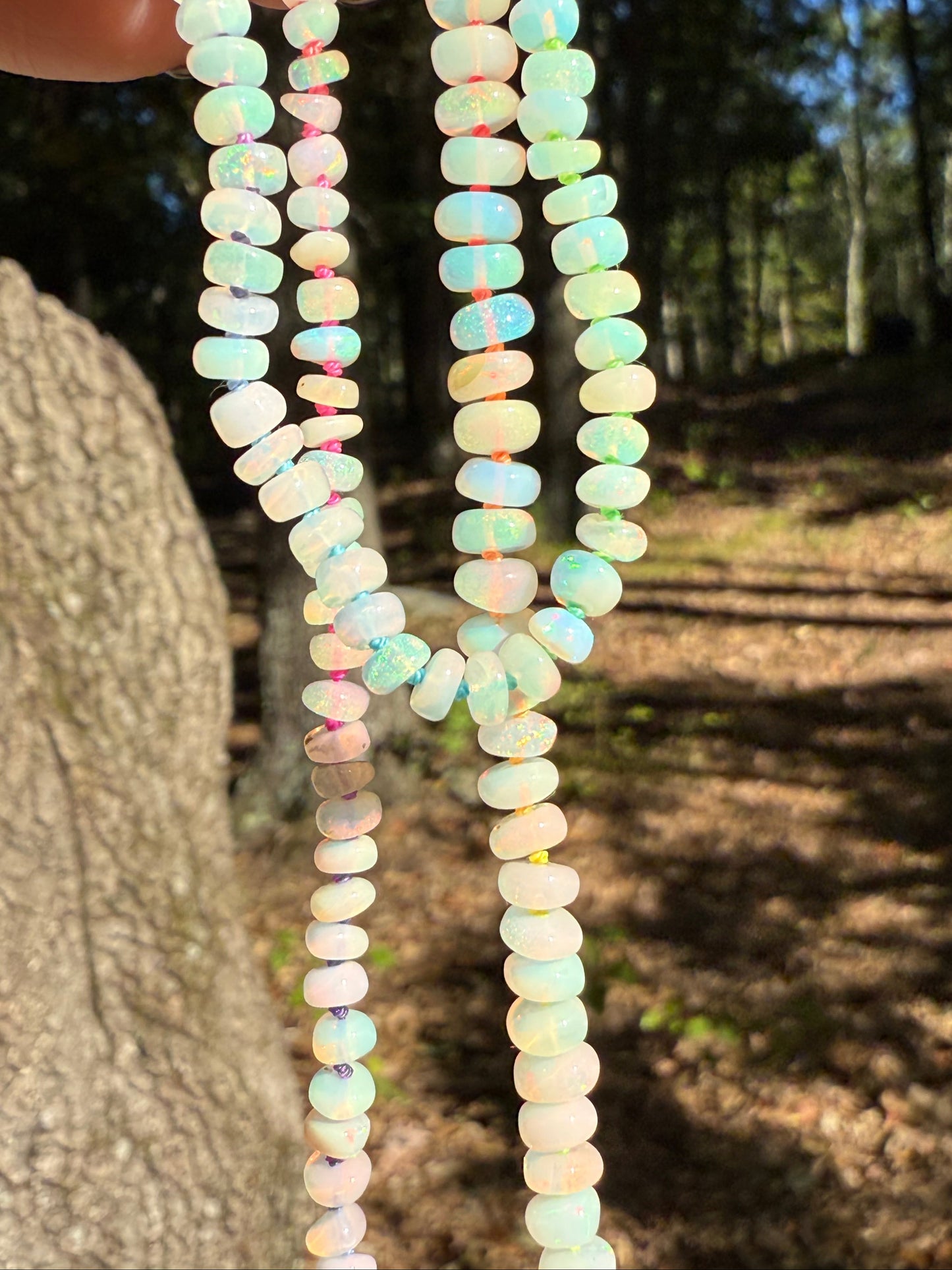 Opal Rainbow Cord Necklace