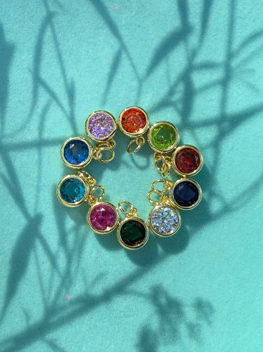 CZ Round Gemstone Charm