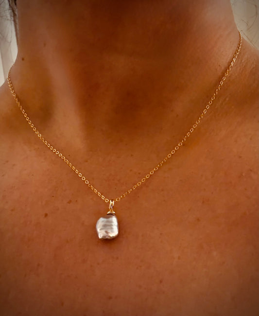 Silver Baroque Pearl Necklace